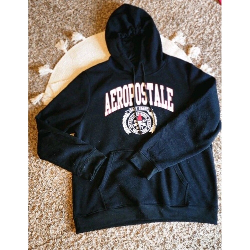 Men’s Aeropostale East Coast 1987 Hoodie Black Classic Aero Hoodie Sz 4XL